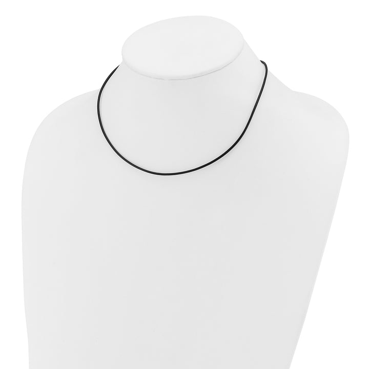 14k 1.5mm 16in Black Leather Cord Necklace