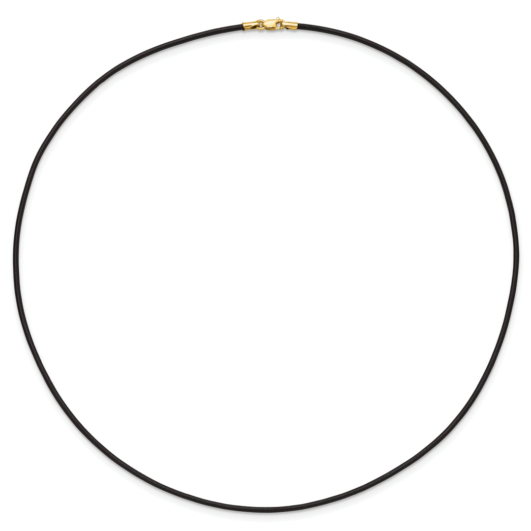 14k 1.5mm 18in Black Leather Cord Necklace