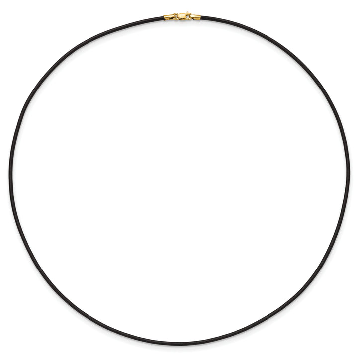 14k 1.5mm 20in Black Leather Cord Necklace