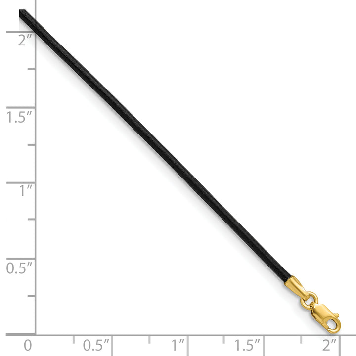14k 1.5mm 20in Black Leather Cord Necklace