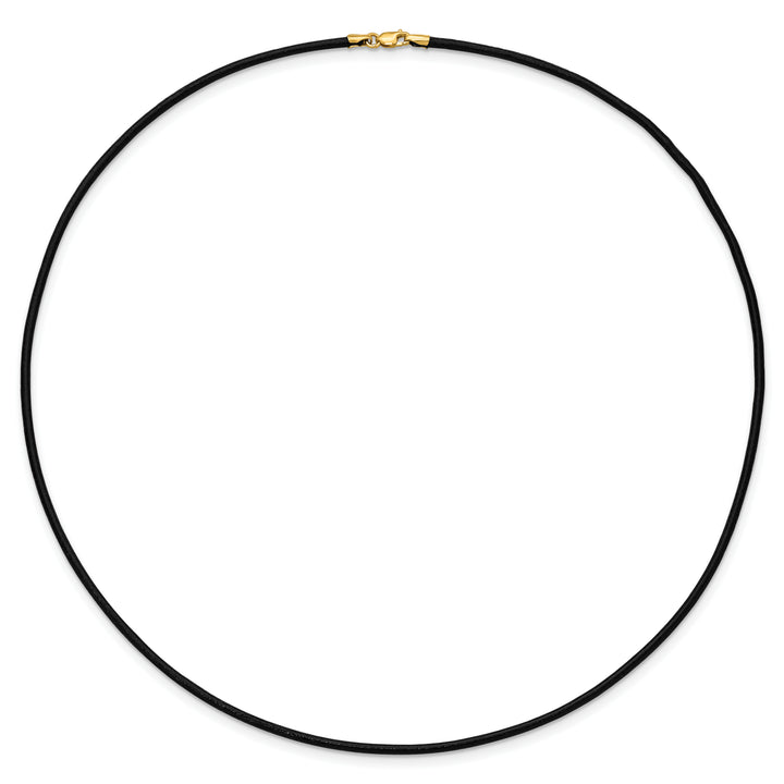 14k 2mm 18in Black Leather Cord Necklace