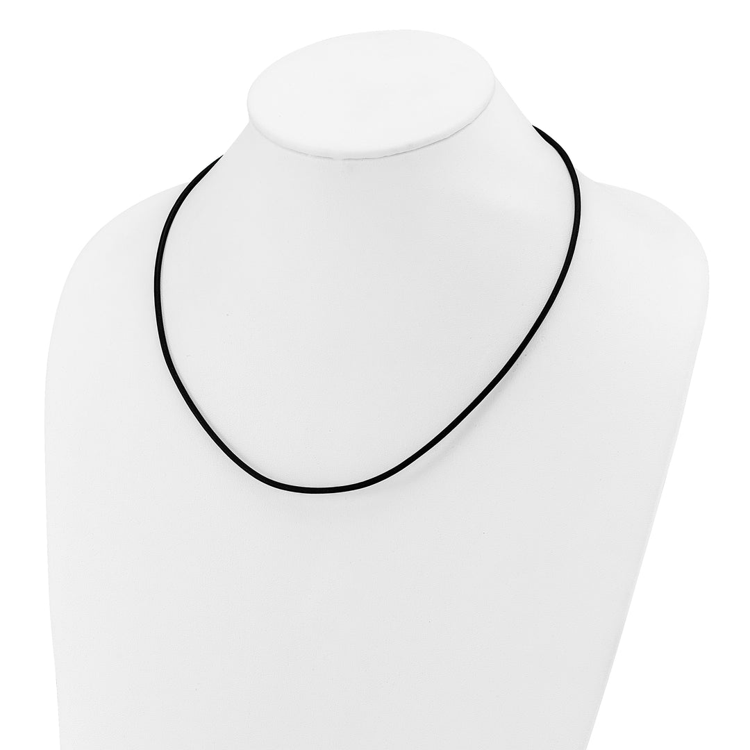 14k 2mm 20in Black Leather Cord Necklace