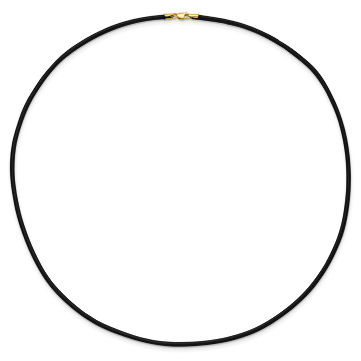 14k 2mm 20in Black Leather Cord Necklace