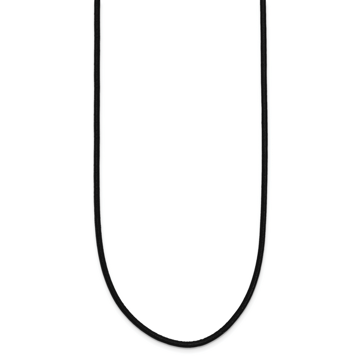 14k White Gold 2mm 18in Black Leather Cord Necklace