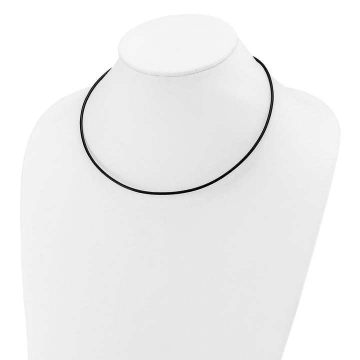 14k White Gold 2mm 18in Black Leather Cord Necklace