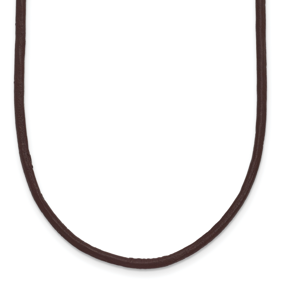 14k 2mm 16in Brown Leather Cord Necklace