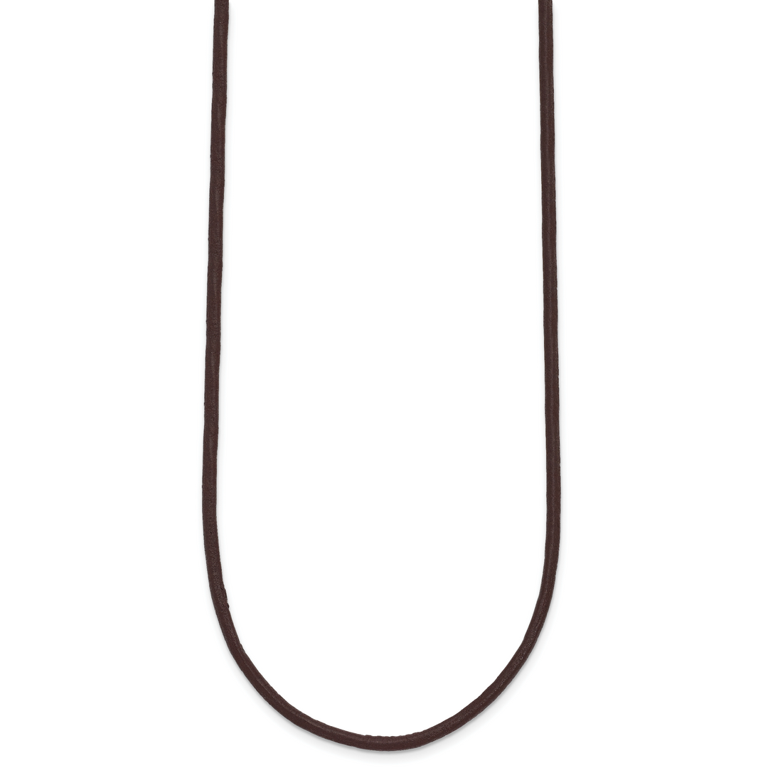 14k 2mm 16in Brown Leather Cord Necklace