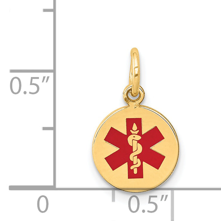 14k Red Enamel Medical Jewelry Pendant