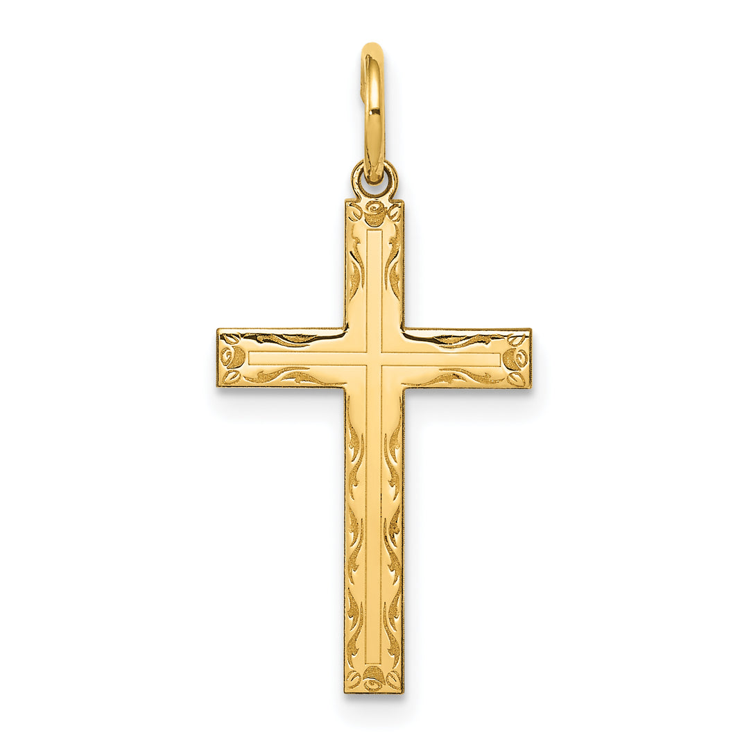 14K Laser Designed Cross Pendant
