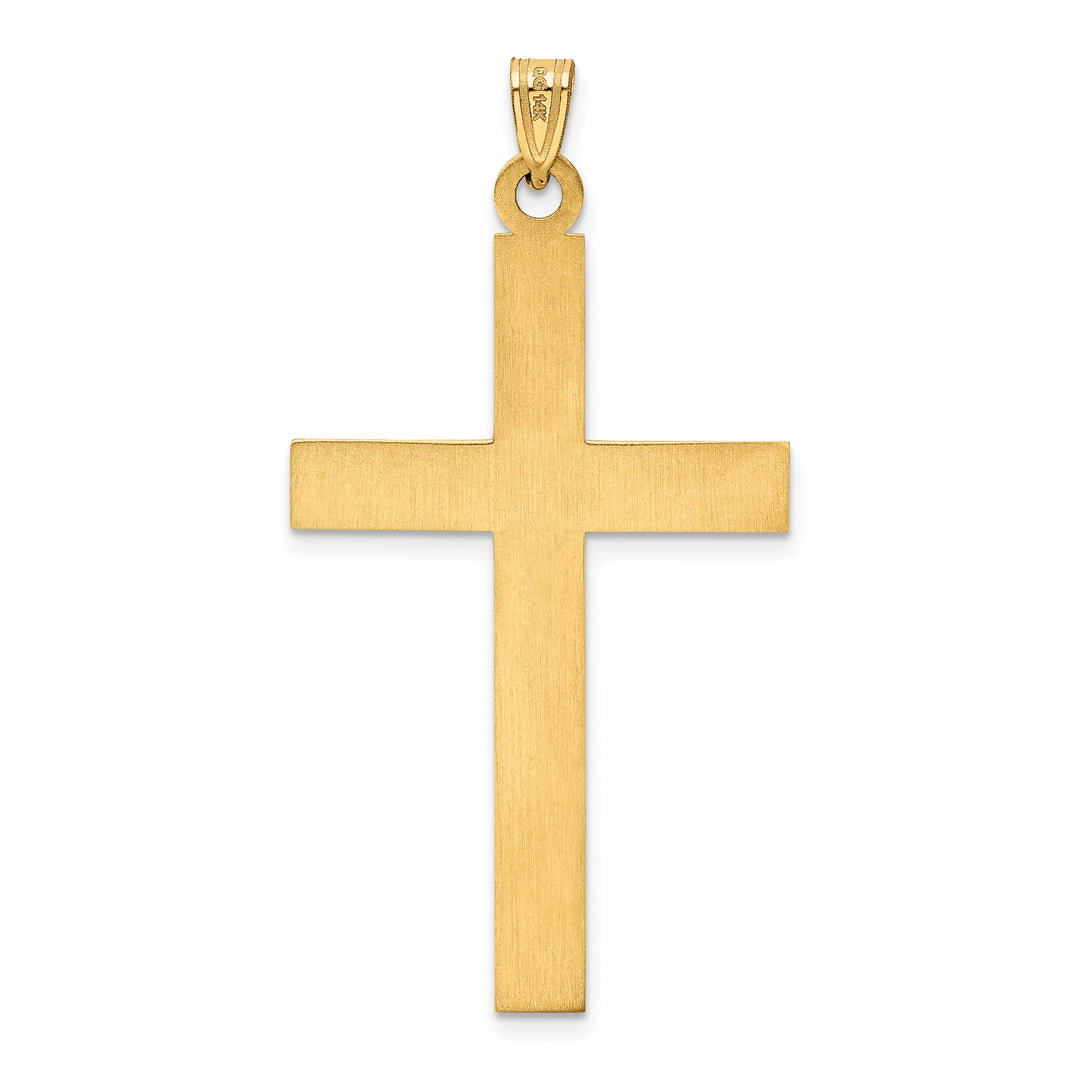 14k Solid Laser Etched Cross Pendant