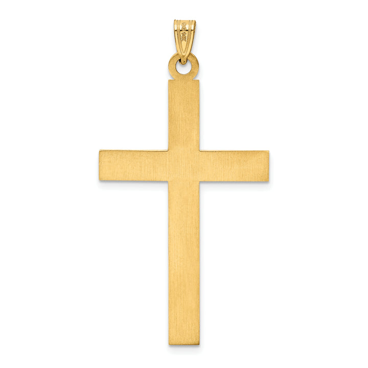 14k Solid Laser Etched Cross Pendant