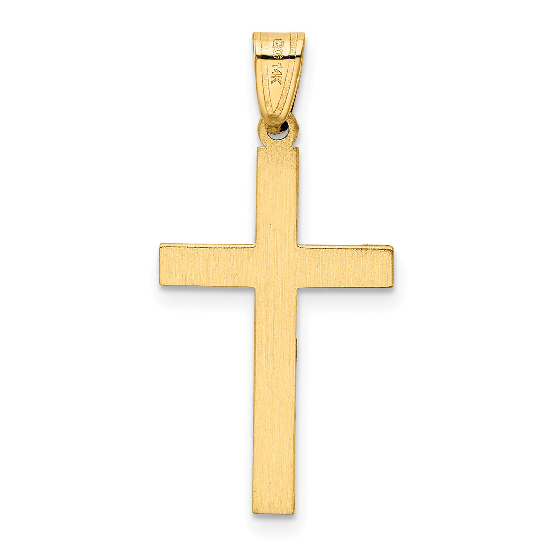 14k Solid Laser Etched Cross Pendant