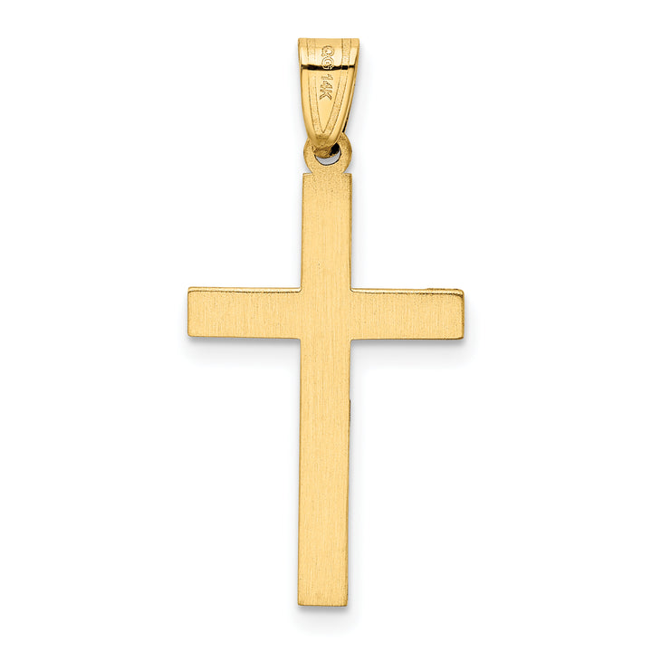 14k Solid Laser Etched Cross Pendant