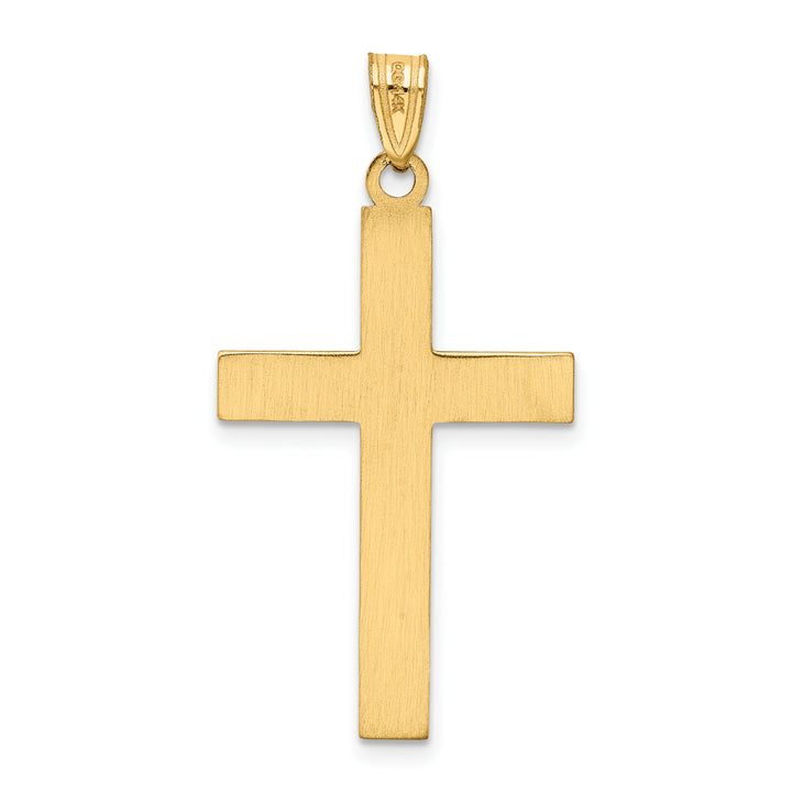 14k Solid Laser Etched Cross Pendant