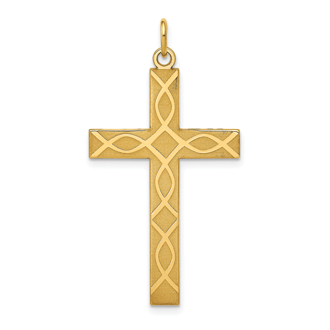 14K Laser Designed Cross Pendant