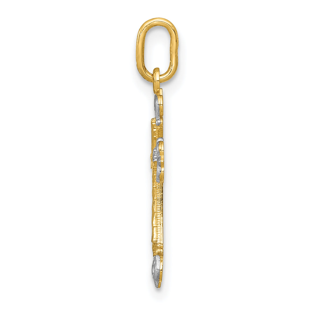 14K w/Rhodium Cross Charm