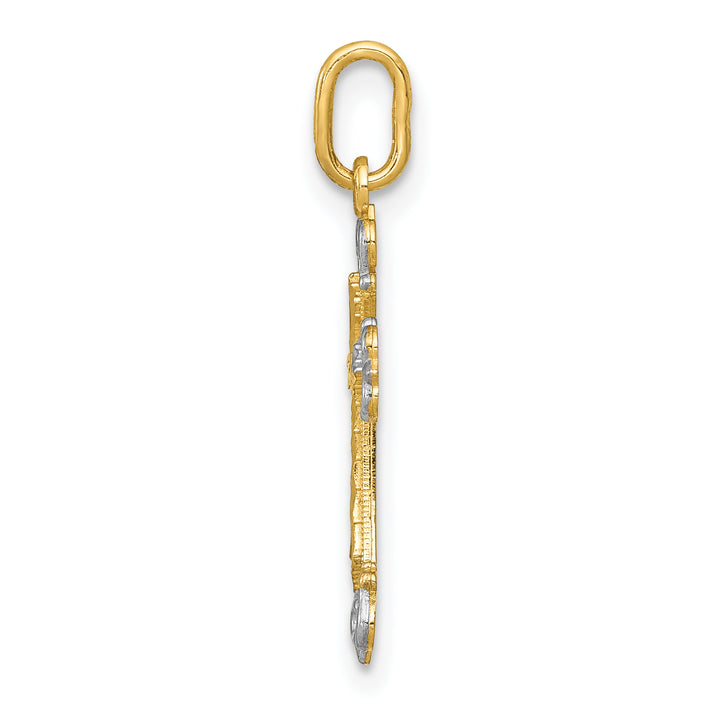 14K w/Rhodium Cross Charm