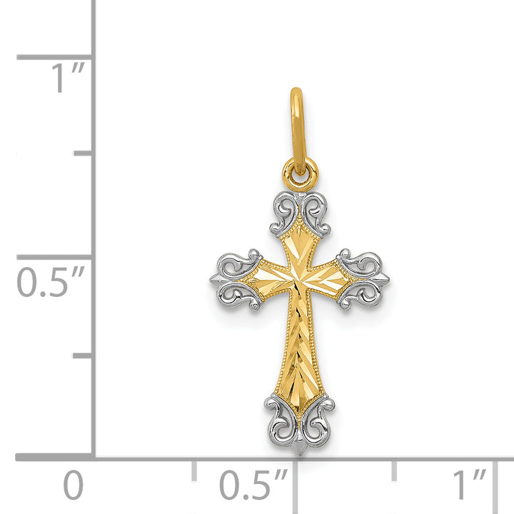 14K w/Rhodium Cross Charm