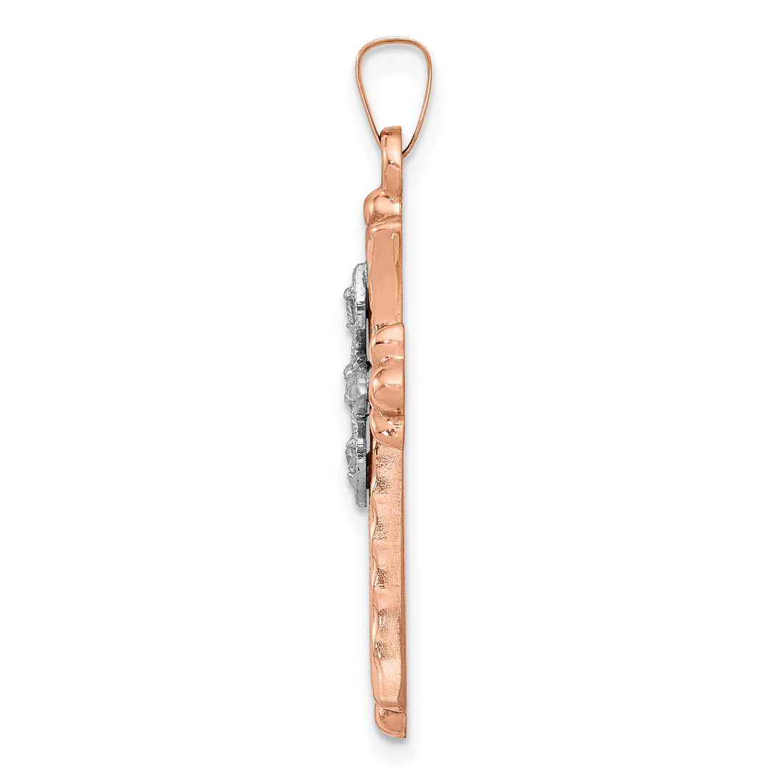 14k Two-tone Diamond Cross Pendant