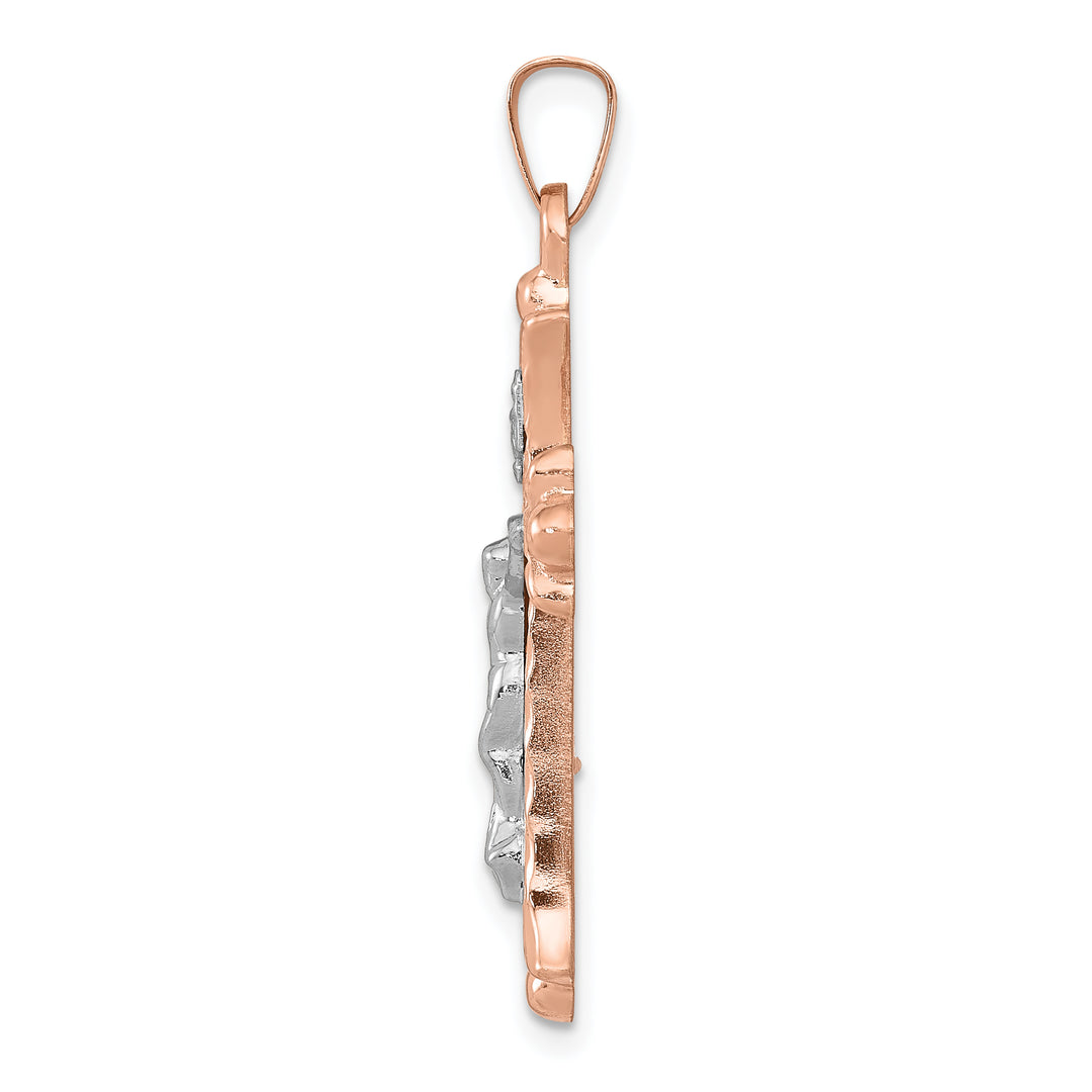 14k Two-tone Hollow Crucifix Pendant
