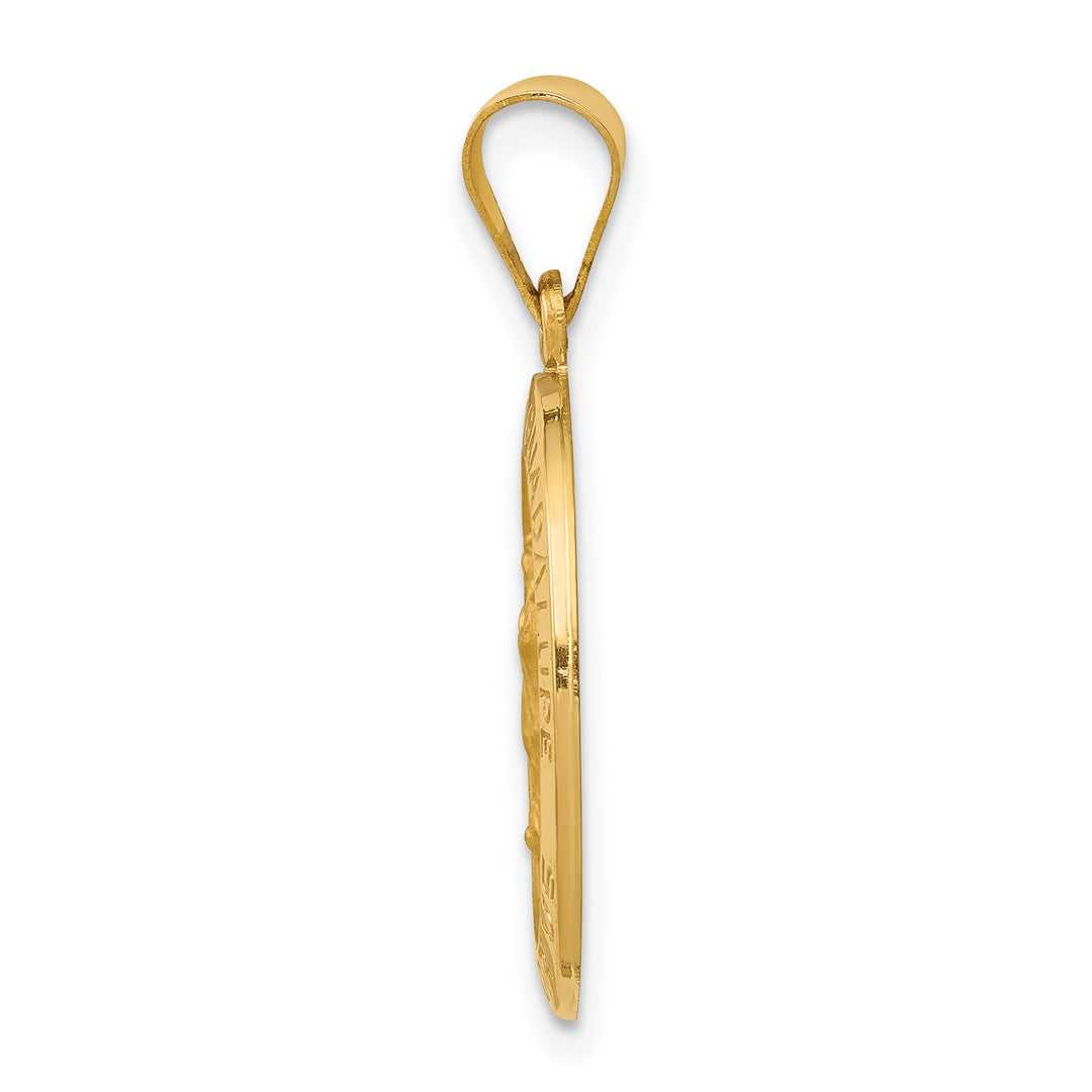 14k Polished and Satin Our Lady Guadalupe Medal Hollow Pendant
