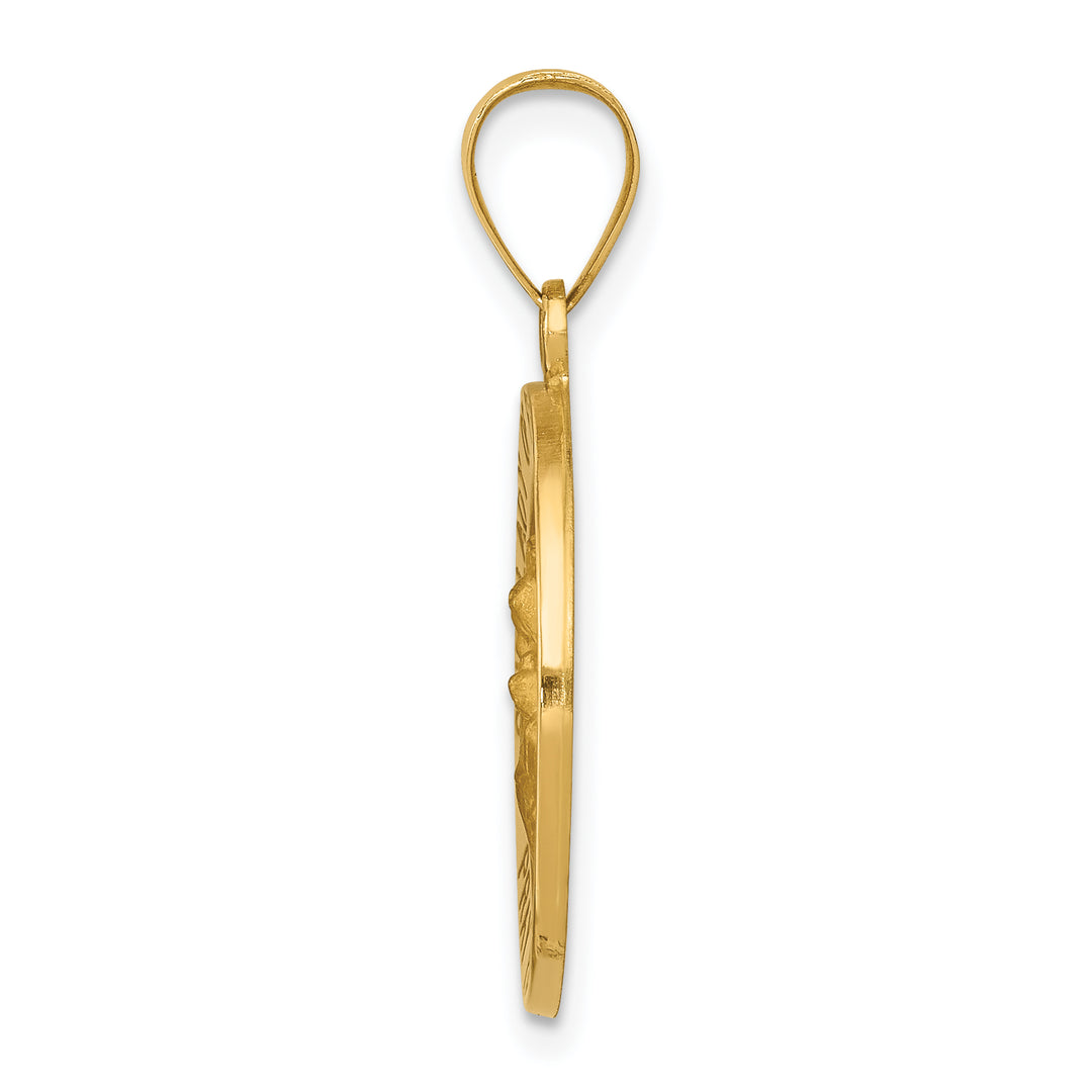 14k Polished/Satin Our Lady Perpetual Help Medal Hollow Pendant