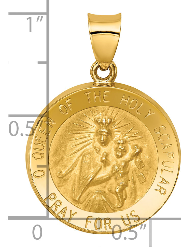 14K Queen Of The Holy Scapular Reversible Medal Hollow Pendant