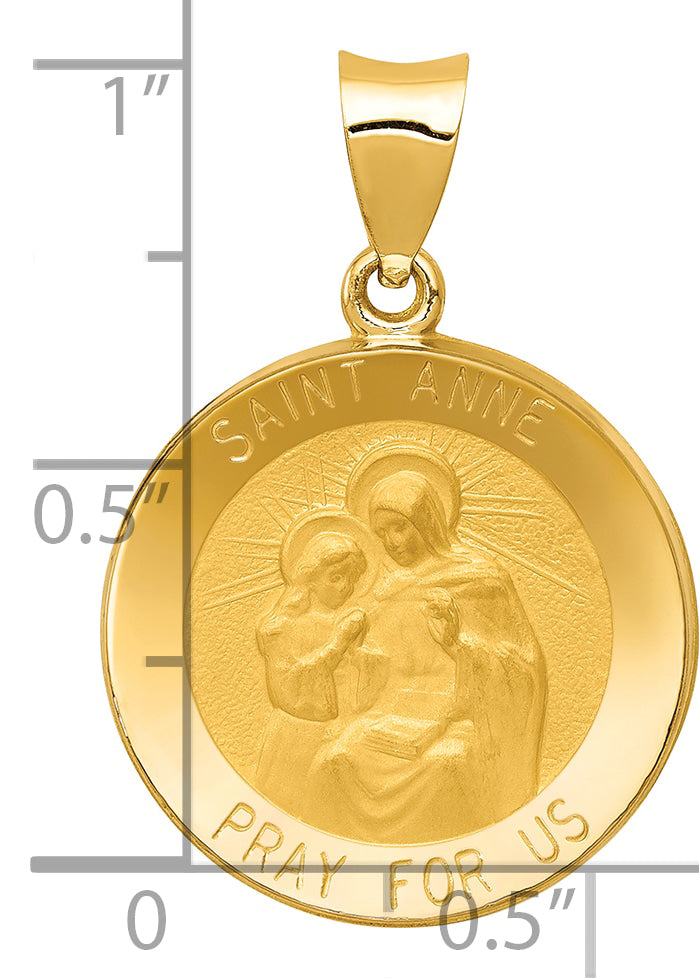 14k Polished and Satin St. Anne Medal Hollow Pendant