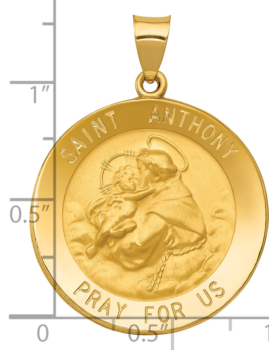 14k Polished and Satin St. Anthony Medal Hollow Pendant