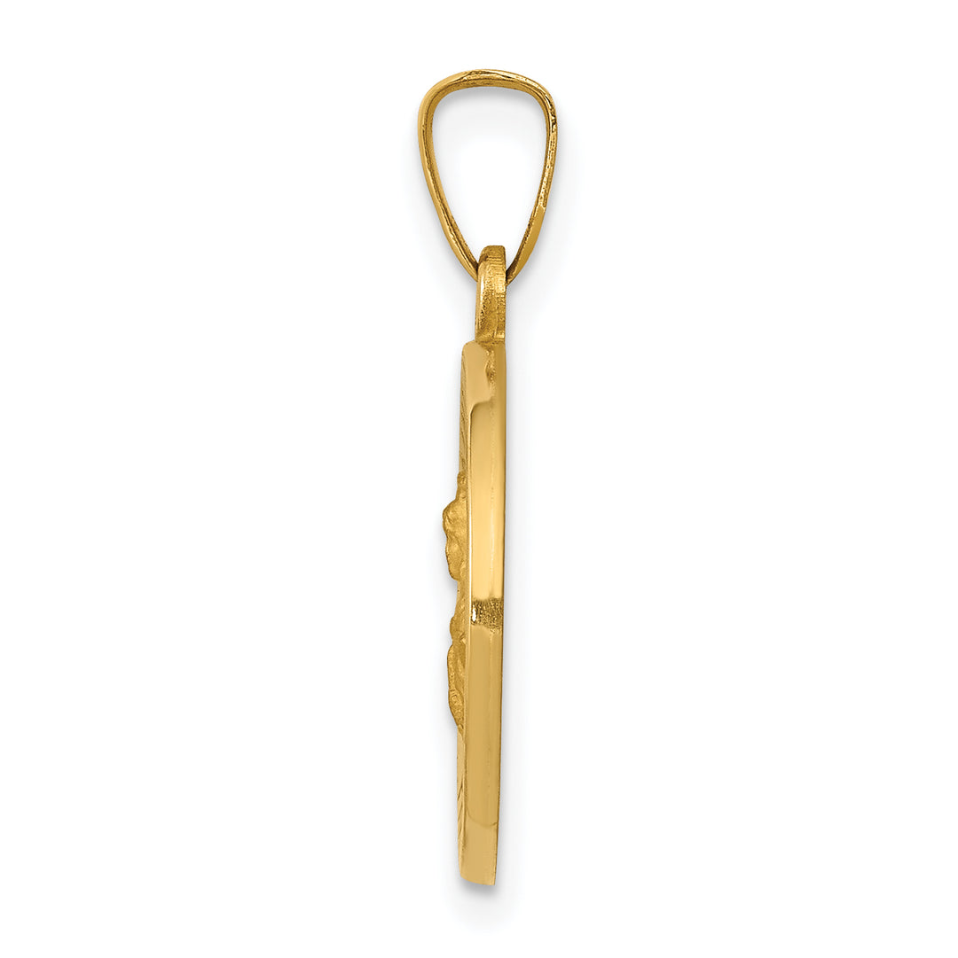 14k Polished and Satin St. Barbara Medal Hollow Pendant