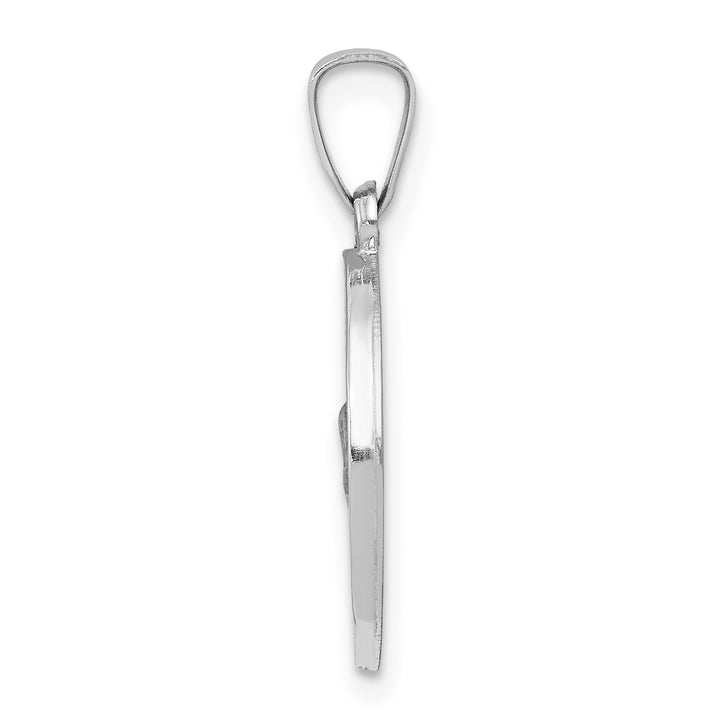 14k White Gold Polished/Satin St Christopher Medal Hollow Pendant
