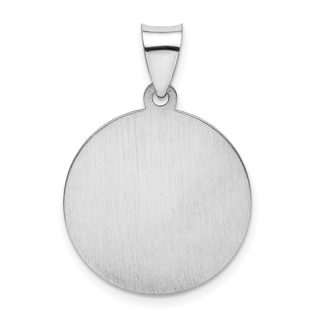 14k White Gold Polished/Satin St Christopher Medal Hollow Pendant