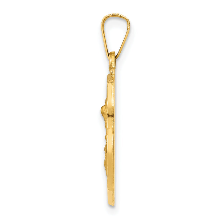 14k Polished and Satin St Michael Badge Medal Hollow Pendant