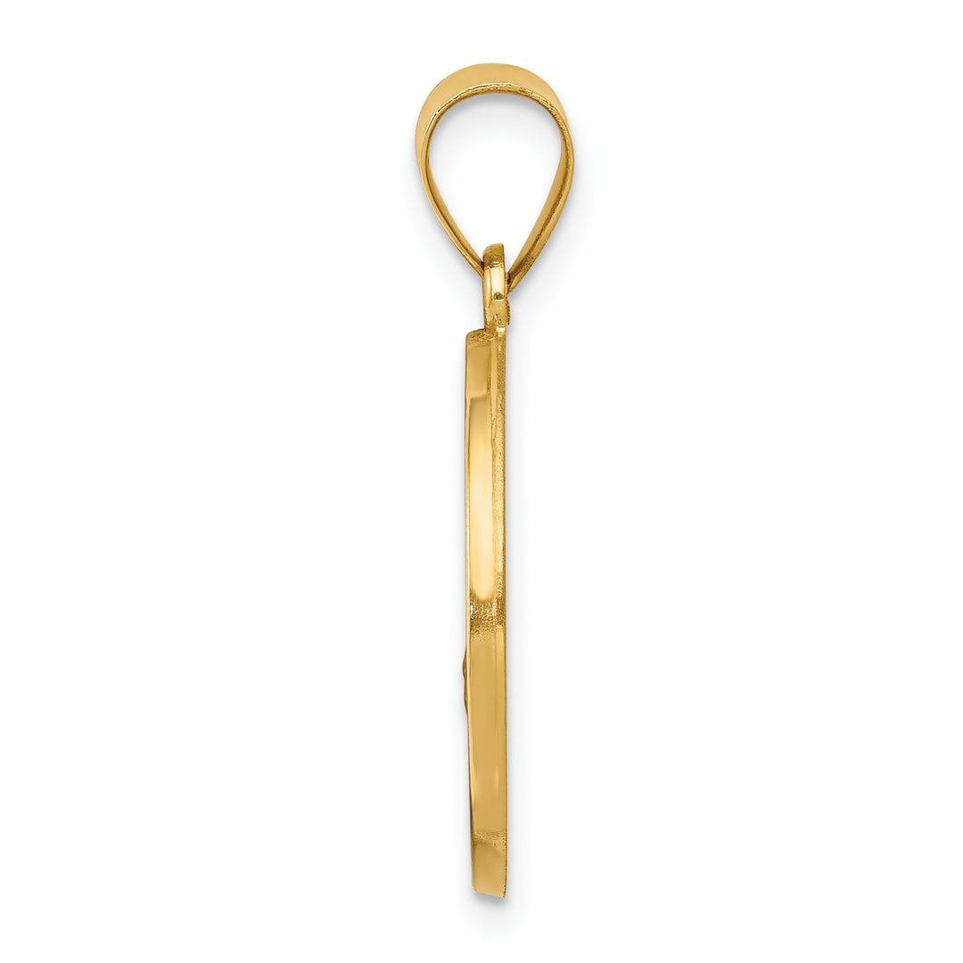 14k Polished and Satin St Florian Medal Hollow Pendant