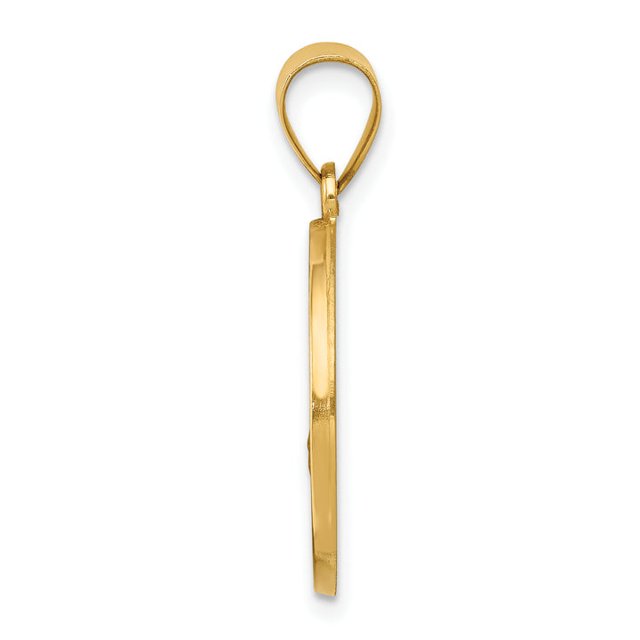 14k Polished and Satin St Florian Medal Hollow Pendant
