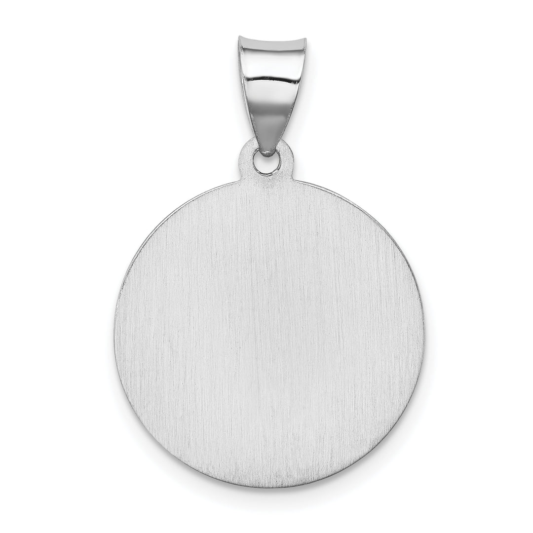 14k White Gold Polished and Satin St Florian Medal Hollow Pendant