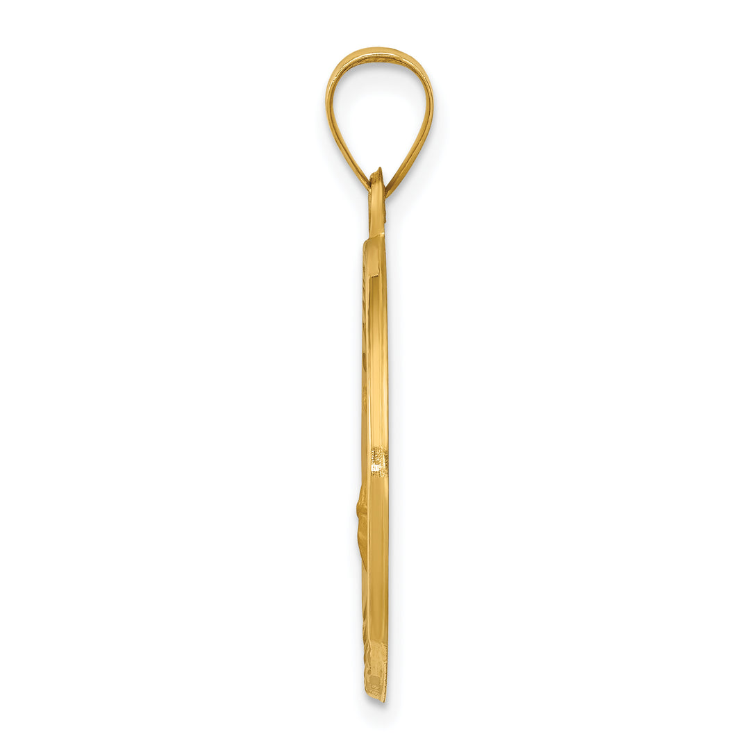 14k Polished and Satin St Florian Medal Hollow Pendant