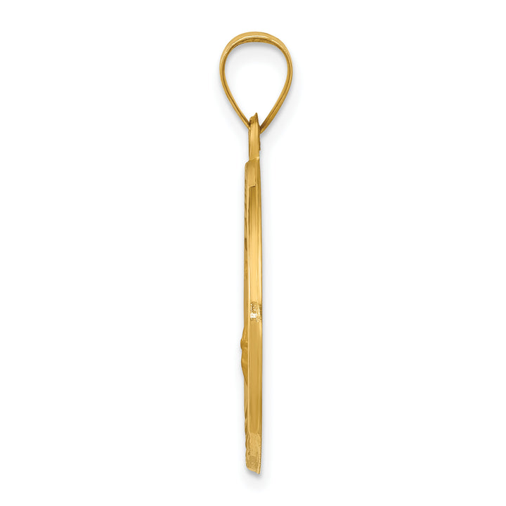 14k Polished and Satin St Florian Medal Hollow Pendant