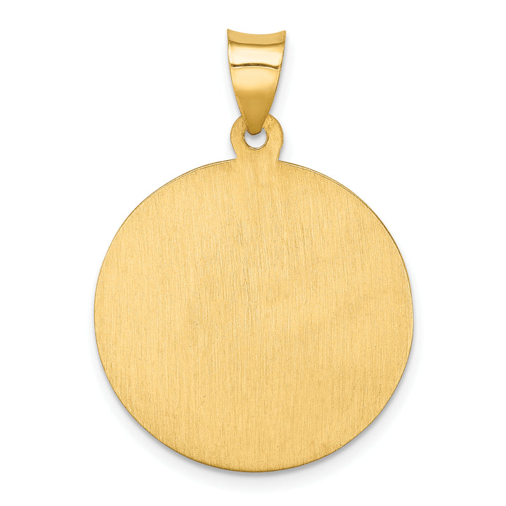 14k Polished and Satin St Florian Medal Hollow Pendant