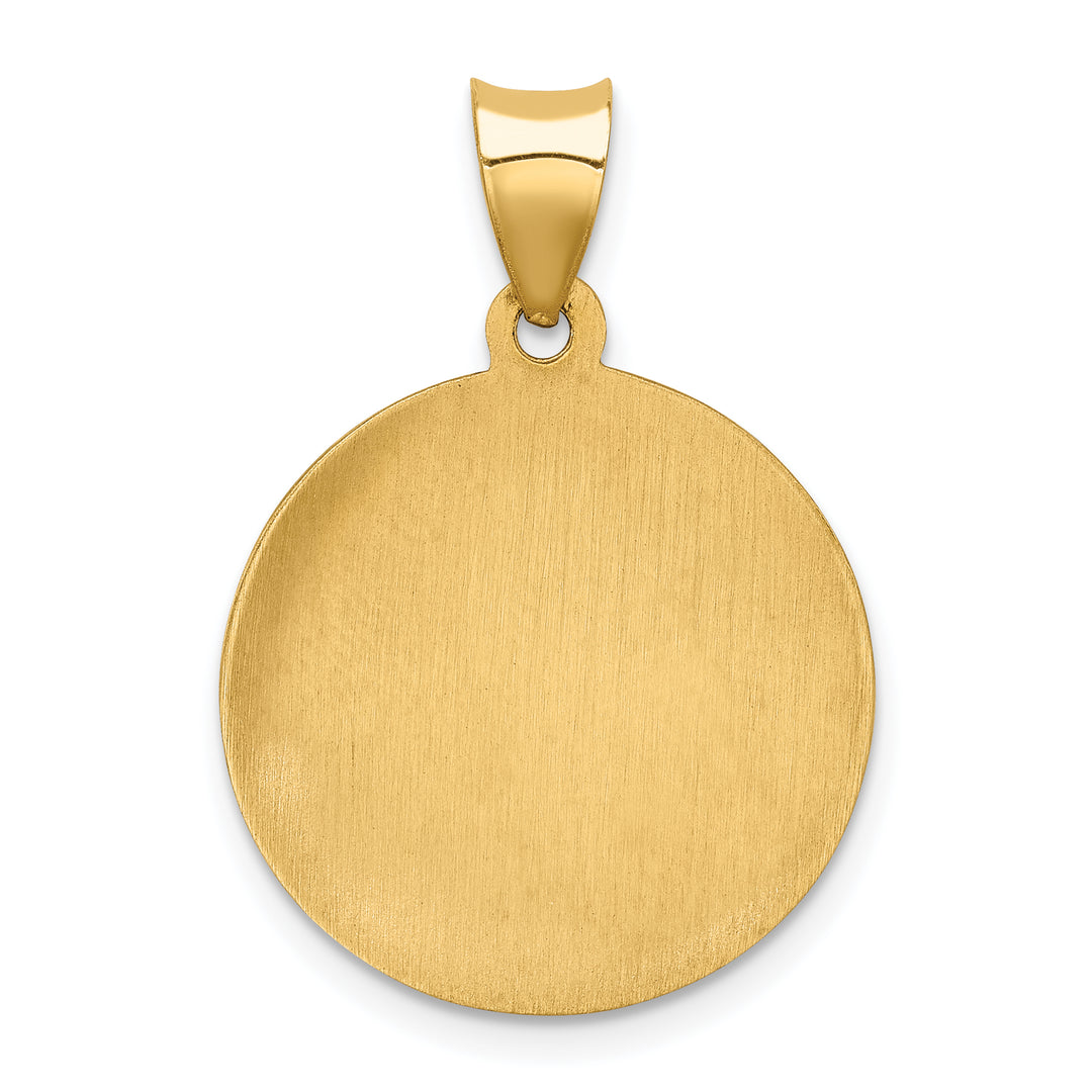 14k Polished and Satin St Gabriel Medal Hollow Pendant
