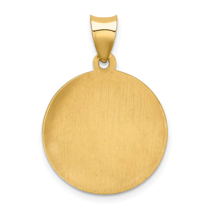 14k Polished and Satin St Gabriel Medal Hollow Pendant