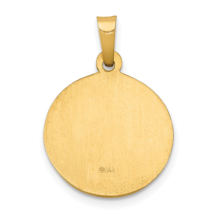 14k Polished and Satin St John Baptist Medal Hollow Pendant