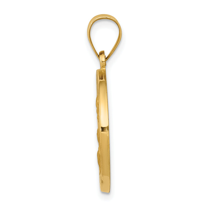 14k Polished and Satin St Joseph Medal Hollow Pendant