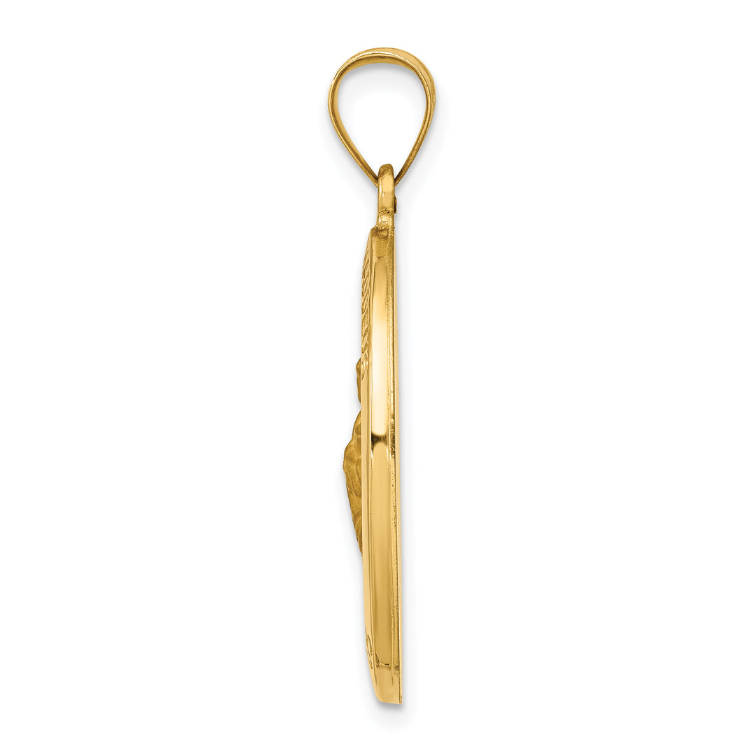 14k Polished and Satin St Jude Thaddeus Medal Hollow Pendant