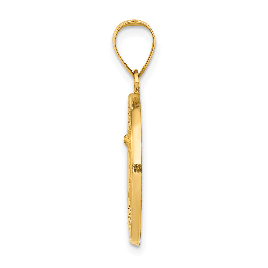 14k Polished and Satin St Michael Medal Hollow Pendant