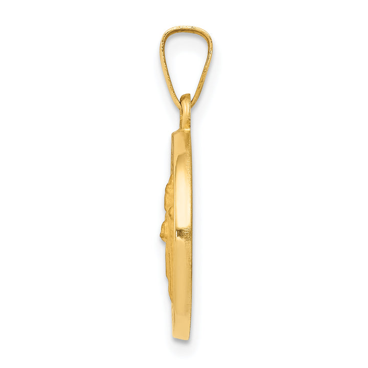14k Polished and Satin St Patrick Medal Hollow Pendant
