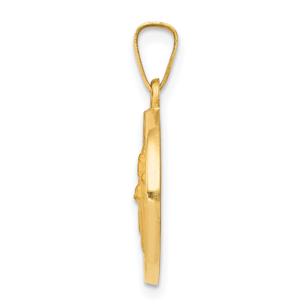14k Polished and Satin St Patrick Medal Hollow Pendant