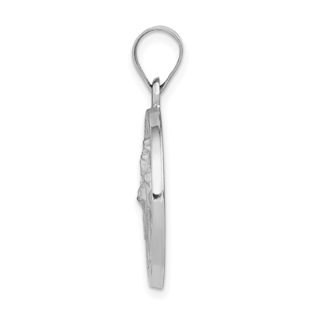 14k White Gold Polished and Satin St Patrick Medal Hollow Pendant