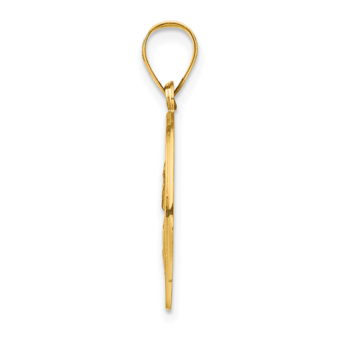 14k Polished and Satin St Paul Medal Hollow Pendant