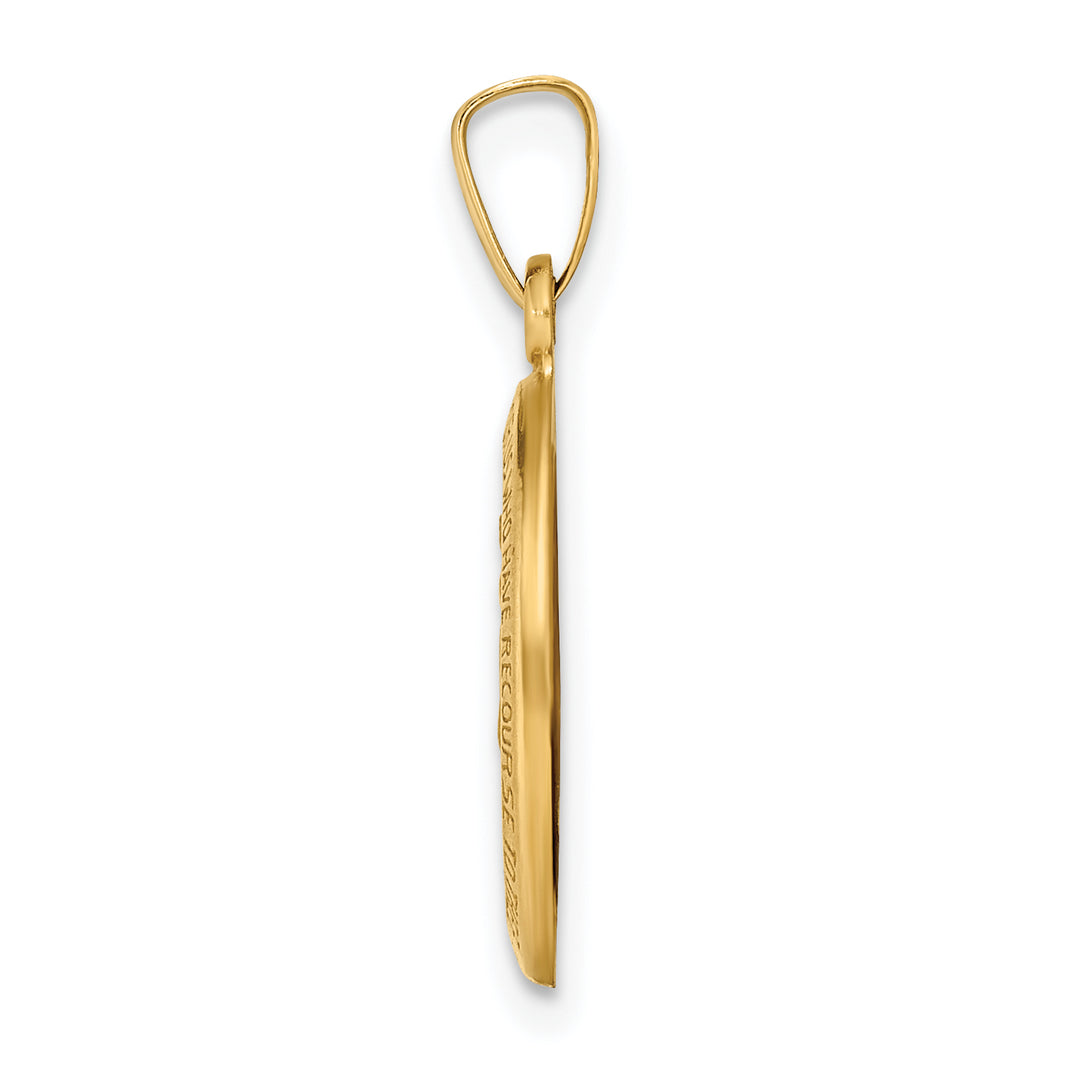 14k Polished and Satin Miraculous Medal Hollow Pendant